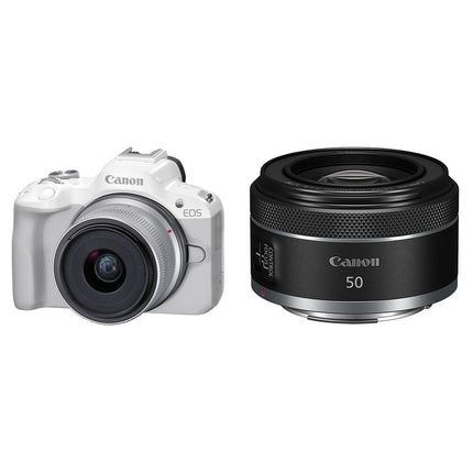 Cámara sin Espejo Canon EOS R50 Kit con Lentes 18-45mm y 50mm 24.2MP 4K UHD