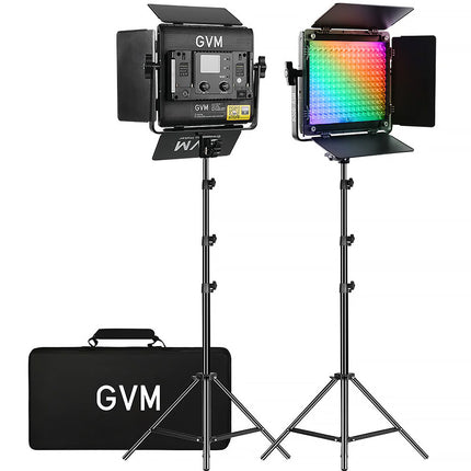 GVM 800D 6X 40W Panel de Luz LED RGB Kit 2 Luces con Barndoor y Soporte