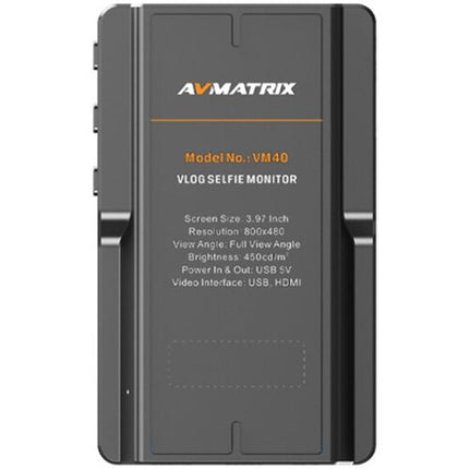 AVMATRIX Vlog Monitor de Selfie 3.97" HDMI 1080p con Soporte para Teléfono