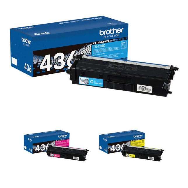 Brother TN436 Kit de Tóner Súper Rendimiento 3 Colores para Impresoras HL-L8360CDW MFC-L8900CDW