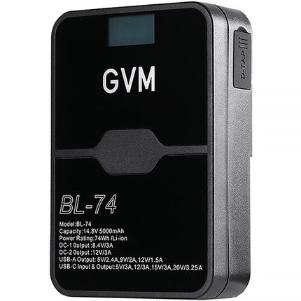 GVM BL-74 Batería V-Mount para cámaras y luces 5000mAh 74Wh con cargador y cables USB