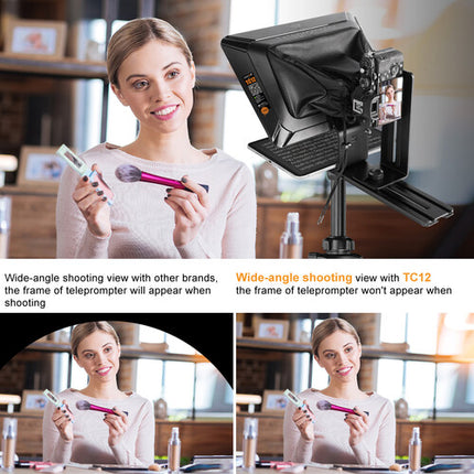 LENSGO TC12 Teleprompter para Smartphones y Cámaras con vidrio 70/30 y control Bluetooth