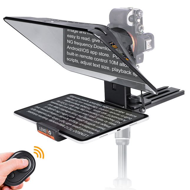 LENSGO TC12 Teleprompter para Smartphones y Cámaras con vidrio 70/30 y control Bluetooth