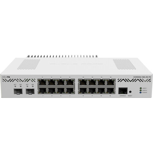 MikroTik CCR2004-16G-2S+PC Router gestionado con 16 puertos Gigabit y 2 puertos 10G SFP+