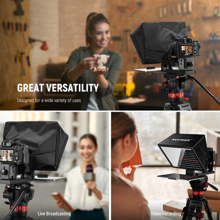 Neewer BASICS X12B Teleprompter para Tablet 12" con Control Bluetooth y Rango de 10 pies