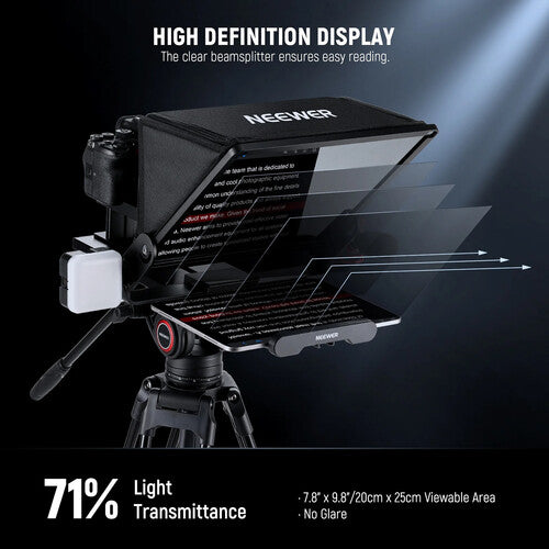 Neewer X14 III Teleprompter de Aluminio 14" HD Beamsplitter 9.8' Alcance de Lectura