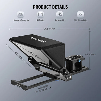 Neewer X14 III Teleprompter de Aluminio 14" HD Beamsplitter 9.8' Alcance de Lectura