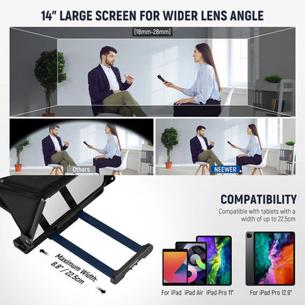 Neewer X14 III Teleprompter de Aluminio 14" HD Beamsplitter 9.8' Alcance de Lectura