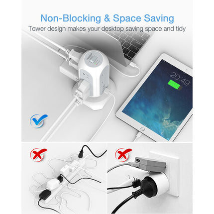 Tessan Protector de Sobretensión Torre 11 Salidas 3 Puertos USB 6 Pies