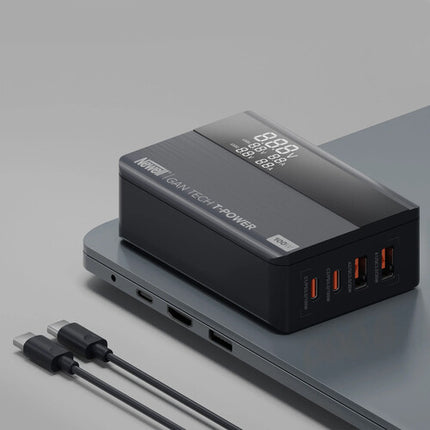 Newell GaN Tech T-power Cargador 100W 2x USB-C 2x USB-A LCD