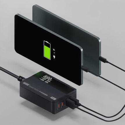 Newell GaN Tech T-power Cargador 100W 2x USB-C 2x USB-A LCD