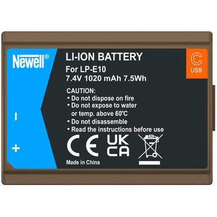 Newell LP-E10 Batería para Canon 1020mAh USB-C Indicador LED