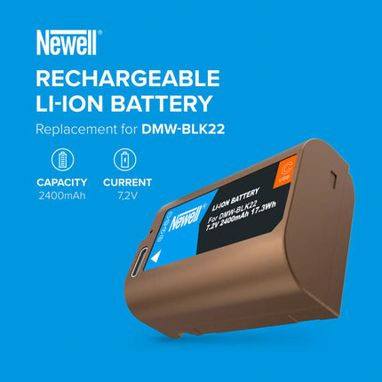 Newell DMW-BLK22 Batería para Cámara USB-C 2400mAh con Indicador LED