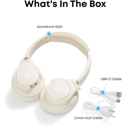 Soundcore by Anker Q20i Auriculares Inalámbricos Cancelación Híbrida Ruido 40mm y 40 Horas Batería