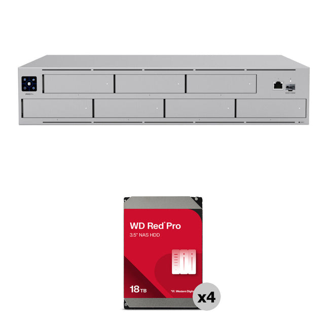 Ubiquiti UNAS Pro 7-Bay NAS con 72TB 4 x 18TB 7200 rpm HDD SATA III