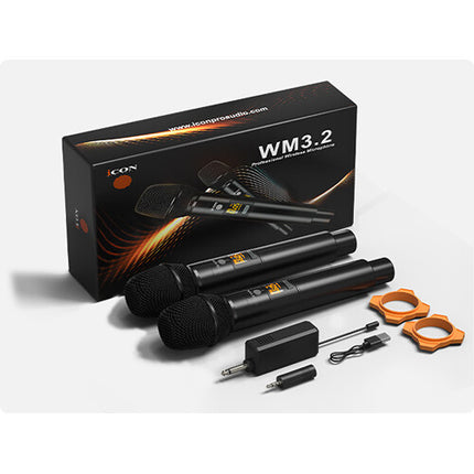 Icon Pro Audio WM 3.2 Sistema microfonico inalàmbrico cardioide 164 pies alcance 2 micròfonos mano