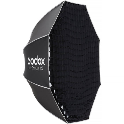 Godox Softbox Estilo Paraguas 47.2" Octagonal Interior Plata Difusor Blanco