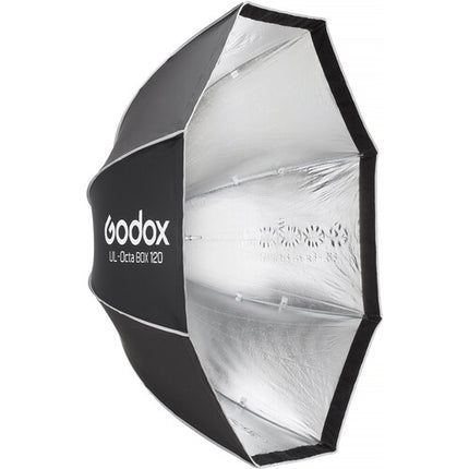 Godox Softbox Estilo Paraguas 47.2" Octagonal Interior Plata Difusor Blanco