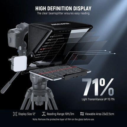 Neewer X12II Teleprompter para Tablet hasta 7.8" con Control Bluetooth