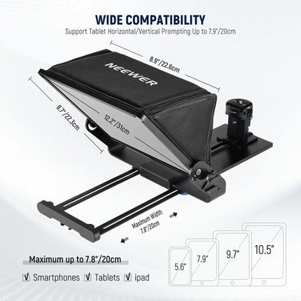 Neewer X12II Teleprompter para Tablet hasta 7.8" con Control Bluetooth