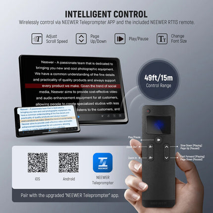 Neewer X12II Teleprompter para Tablet hasta 7.8" con Control Bluetooth