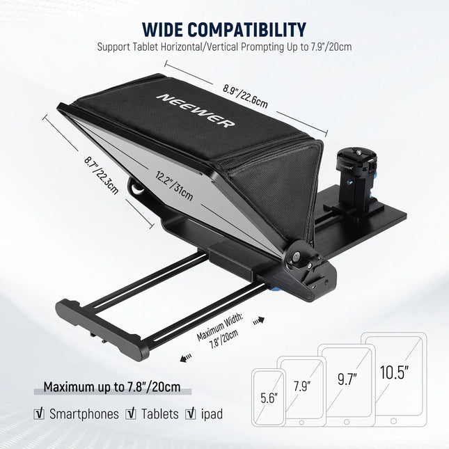 Neewer X12II Teleprompter para Tablet hasta 7.8" con Control Bluetooth