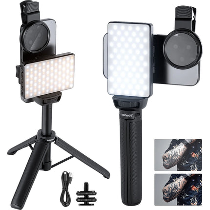 Neewer Basics BL120B Luz LED Clip-On para Selfie con Filtro CPL 52mm y Trípode