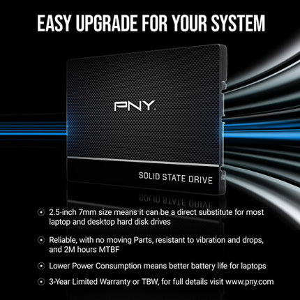 PNY 250GB CS900 SSD Interno SATA III 2.5" 535 MB/s Lectura 500 MB/s Escritura