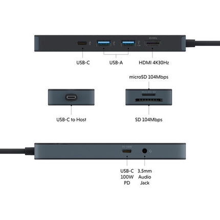 HYPER HyperDrive Flex Hub USB-C 3.2 Gen 1 8 Puertos 4K 100W Power Delivery