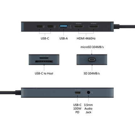 HYPER HyperDrive Flex Dock USB-C 3.2 Gen 1 9 Puertos 100W PD UHD 4K