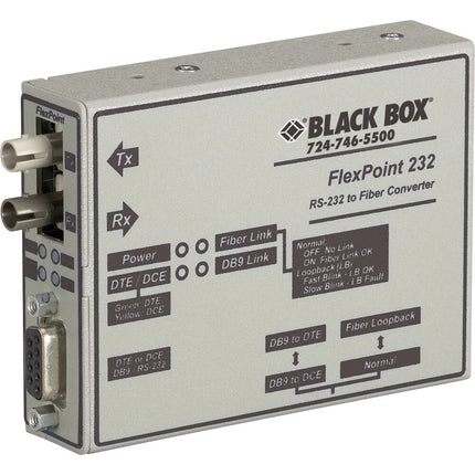 Black Box Flexpoint Extensor RS-232 sobre Fibra ST 1.6 Millas 115.2 kb/s con Fuente DC