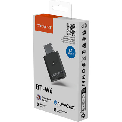 Creative Labs BT-W6 Transmisor de Audio Inalámbrico Bluetooth 5.4 USB-C 165'