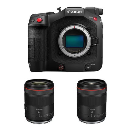 Canon EOS C80 Cámara de Cine Full-Frame 6K con Lentes 24mm y 50mm f/1.4