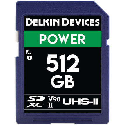 Delkin Devices 512GB POWER Tarjeta de Memoria SDXC UHS-II V90 300MB/s con Estuche Protector