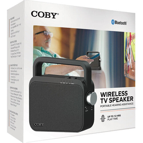 Coby Altavoz Inalámbrico para TV para Mayores con Batería de 8 Horas y Bases de Carga