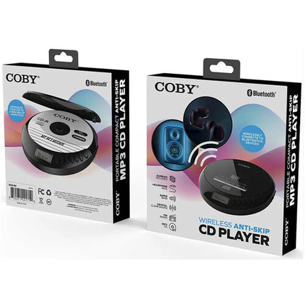 Coby CD201BK Reproductor de CD portátil recargable con Bluetooth y radio FM