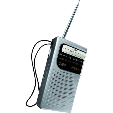 Coby CR-203 Radio Portátil AM/FM Plata con Antena Telescópica y Altavoz Integrado