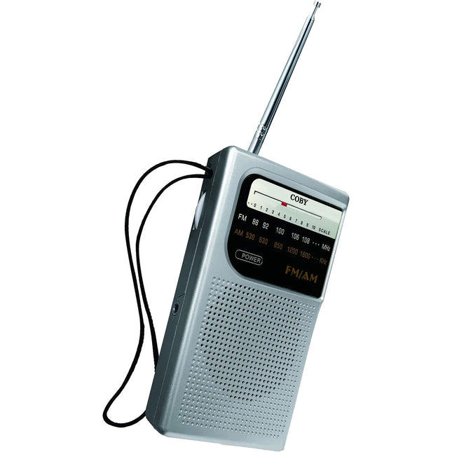 Coby CR-203 Radio Portátil AM/FM Plata con Antena Telescópica y Altavoz Integrado