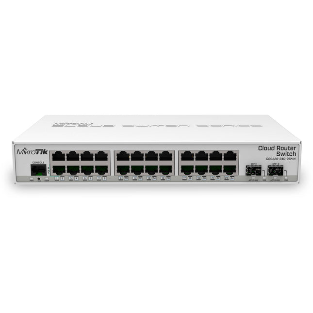 MikroTik CRS326-24G-2S+IN Switch Router Gestionado 24 Puertos Gigabit 2 Puertos 10G SFP+ PoE In