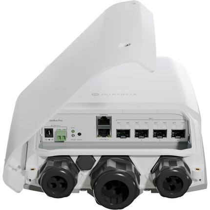 MikroTik Fiberbox Plus Switch de Red Gestionado Exterior 4 Puertos 10G SFP+ PoE Injector