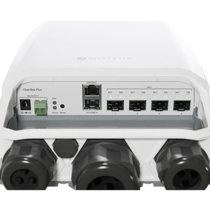 MikroTik Fiberbox Plus Switch de Red Gestionado Exterior 4 Puertos 10G SFP+ PoE Injector