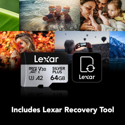Lexar 64GB microSDXC Profesional SILVER PLUS UHS-I 205MB/s Adaptador SD