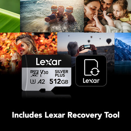 Lexar 1TB SILVER PLUS microSDXC UHS-I Tarjeta de Memoria con Adaptador SD 205MBs Lectura 150MBs Escritura