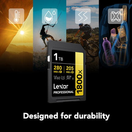 Lexar 1TB Professional 1800x Tarjeta de Memoria SDXC UHS-II 280MB/s lectura 205MB/s escritura
