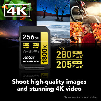 Lexar 256GB Professional 1800x UHS-II Tarjeta SDXC 280MBs 2-Pack