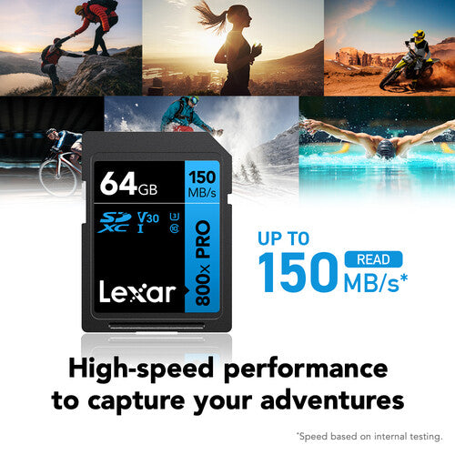 Lexar 64GB Tarjeta de Memoria SDXC UHS-I 150MB/s V30 Clase 10