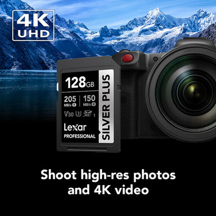 Lexar 128GB Professional SILVER PLUS UHS-I SDXC Tarjeta de Memoria 205MBs Lectura 150MBs Escritura