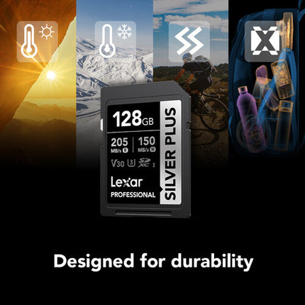 Lexar 128GB Professional SILVER PLUS UHS-I SDXC Tarjeta de Memoria 205MBs Lectura 150MBs Escritura