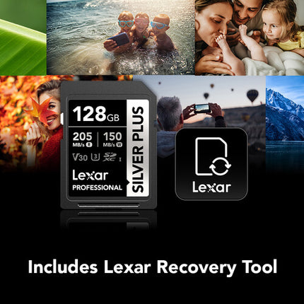Lexar 128GB Professional SILVER PLUS UHS-I SDXC Tarjeta de Memoria 205MBs Lectura 150MBs Escritura