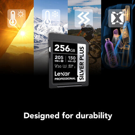 Tarjeta de memoria Lexar 256GB Profesional SILVER PLUS UHS-I SDXC 205 MB/s 150 MB/s 5 unidades